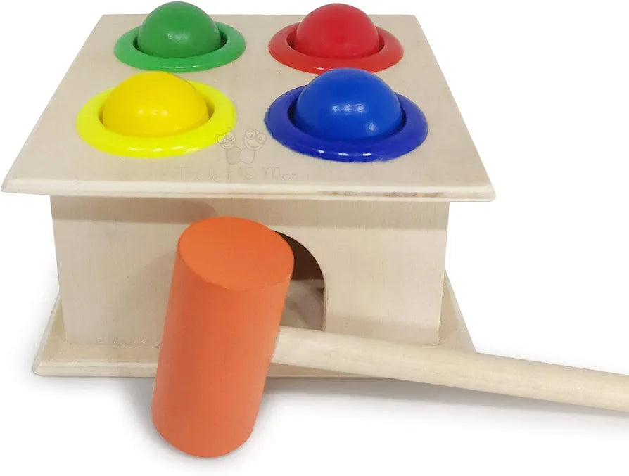 Trinkets & More® - Premium Wooden Hammer Ball Knock Pounding Bench with Storage Box - Educational Toy for Enhancing Fine Motor Skills & Dexterity in Children Aged 3+