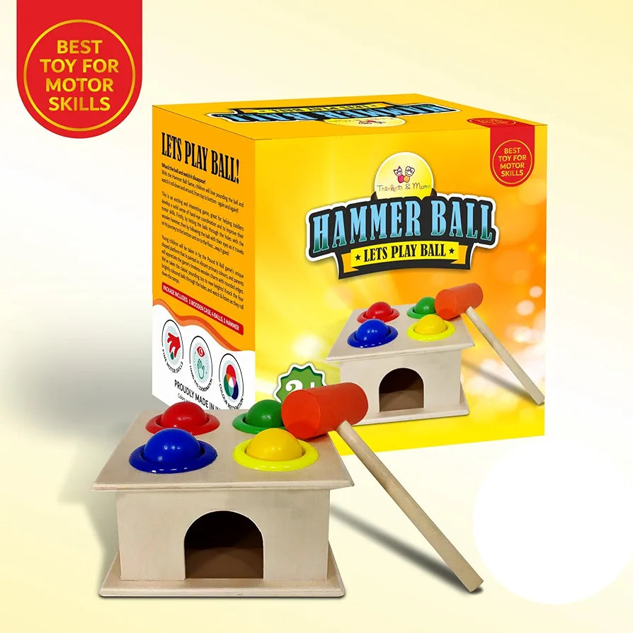 Trinkets & More® - Premium Wooden Hammer Ball Knock Pounding Bench with Storage Box - Educational Toy for Enhancing Fine Motor Skills & Dexterity in Children Aged 3+