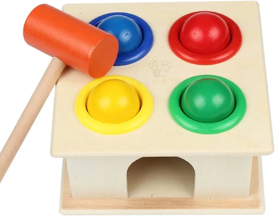 Trinkets & More® - Premium Wooden Hammer Ball Knock Pounding Bench with Storage Box - Educational Toy for Enhancing Fine Motor Skills & Dexterity in Children Aged 3+