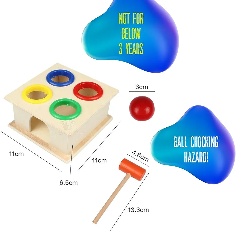 Trinkets & More® - Premium Wooden Hammer Ball Knock Pounding Bench with Storage Box - Educational Toy for Enhancing Fine Motor Skills & Dexterity in Children Aged 3+