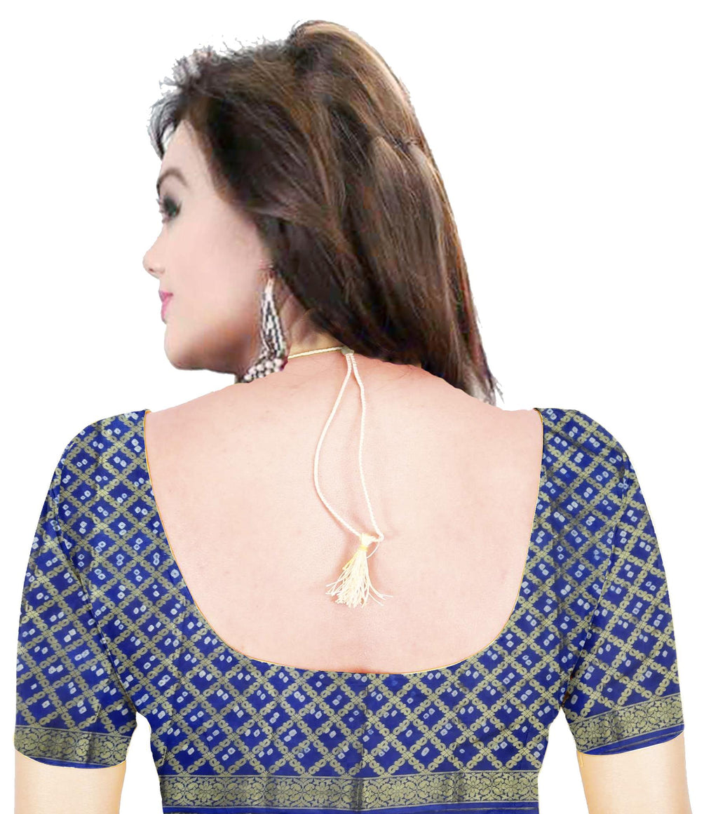 AMIT ENTERPRISES Jaipuri Rajasthani Art Silk Bandhani Gharchola Saree for Women – Handmade Traditional Saree, Blue, 6.10 Meters with Running Blouse