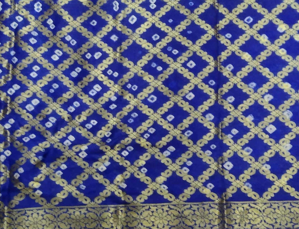 AMIT ENTERPRISES Jaipuri Rajasthani Art Silk Bandhani Gharchola Saree for Women – Handmade Traditional Saree, Blue, 6.10 Meters with Running Blouse