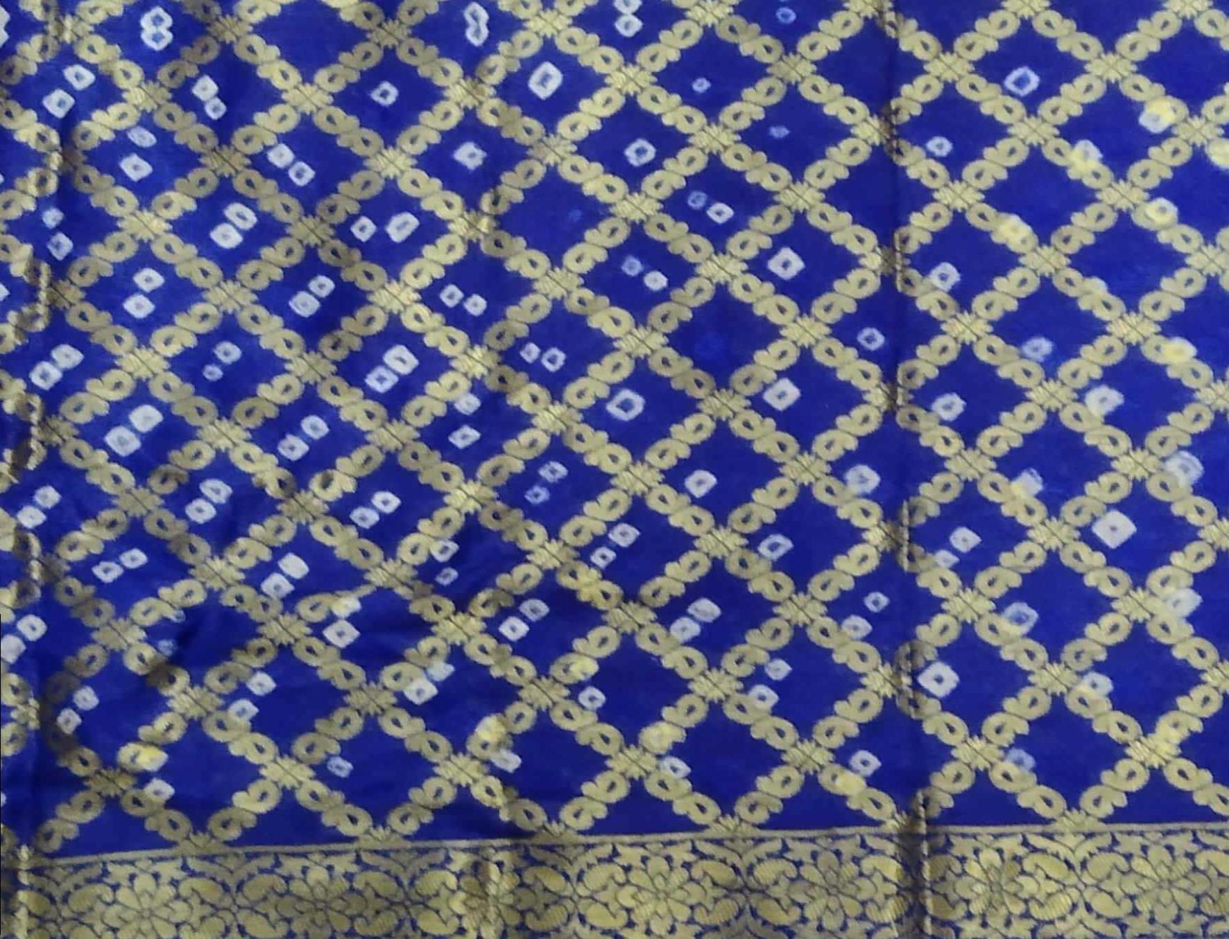 AMIT ENTERPRISES Jaipuri Rajasthani Art Silk Bandhani Gharchola Saree for Women – Handmade Traditional Saree, Blue, 6.10 Meters with Running Blouse
