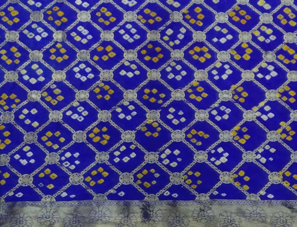 Women’s Rajasthani Bandhej Art Silk Gharchola Floral Saree – Traditional Bandhani Bandhej Saree for Women & Girls, Blue, 6.10 Meters with Separate Blouse