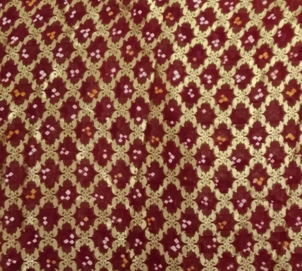 AMIT ENTERPRISES Designer Maroon Viscose Georgette Saree – Keri Design with Handcrafted Gharchola Jaipuri Bandhani Work, 6.10 Meters with Running Blouse