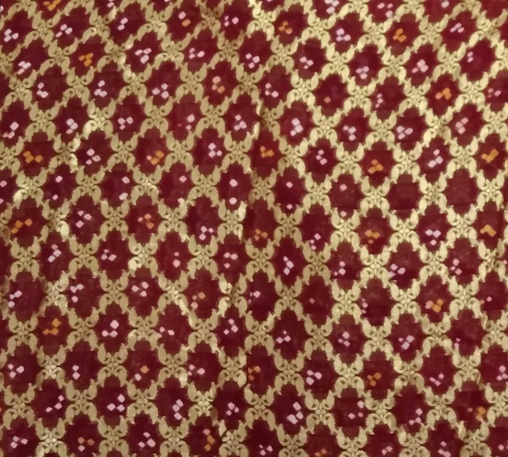 AMIT ENTERPRISES Designer Maroon Viscose Georgette Saree – Keri Design with Handcrafted Gharchola Jaipuri Bandhani Work, 6.10 Meters with Running Blouse